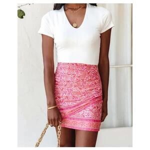 VICI Pink Paisley Mini Skirt Size Small